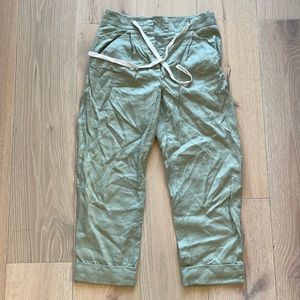 Aritzia Wilfred Mint Linen Ankle Pants